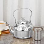 SANQIAHOME Antique 1.8L (60 Oz) Stainless Steel Teapot with Infuser Silver