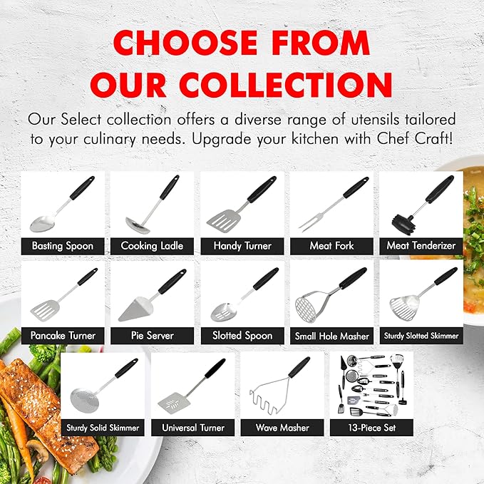 Chef Craft Select Sturdy Masher, 11 inch, Stainless Steel