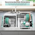 Urackify Dish Drying Rack in Sink - Expandable (14.5''-18''L) Over The Sink Dish Rack with Utensil Holder, Space-Saving Dish Drainer for Kitchen Counter, 1 Piece, Matte Black