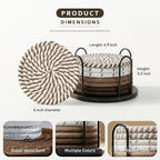 Lazebox Coasters Set of 8 for Drinks, 4 Inch Large Coasters for Coffee Table, Tabletop Protection for Hot & Cold Drinks, Versatile Coasters for Home Decor, Non-Slip & Easy to Clean