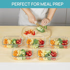 Vtopmart 5 Pack 35oz Glass Food Storage Containers with Lids, Meal Prep Containers, Airtight Reusable Lunch Container Set, Safe for Oven, Microwave, Freezer, and Dishwasher, Blue