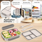 Amathley Lunch Box Kids,Bento Box Adult,Leakproof Lunch Containers for Adults/Kids/Toddler,1200ML-4 Compartments bento Lunch box with Utensil,Microwave & Dishwasher & Freezer Safe (White)