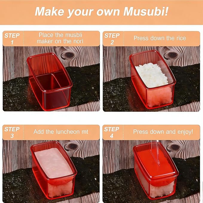 2PCS Red Musubi Maker press mold,Non-stick,BPA-Free sushi mold,Make Hawaiian Musubi at Home or Hawaii Restaurants
