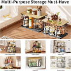 2 Pack Potato and Onion Storage Bins, Stackable Kitchen and Pantry Organizer with Bamboo Top & Lightweight PP Mat, for Vegetables, Fruit, Onion, Potato, Garlic - Pantry, Kitchen Storage Bins (Black)