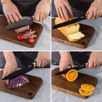 elabo 6 Piece Kitchen Knife Set – Premium Stainless Steel Knife Set with Block, Knives Set for Kitchen, Sharp Knife Block Set with Non-Stick Coating, Dishwasher Safe, Space-saving, Rose Gold