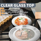 Large Universal Lid,Fits 8 -12 Inch Cookware,Tempered Glass Top with Steam Vent for Pots, Frying Pan,Stainless Steel Replacement Pot Lid for Kitchen Organizing, Space Saving