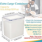 Vtopmart 9.5L 2 Pack Extra Large Flour Sugar Storage Containers for 25lbs flour, Airtight Kitchen Pantry Organization Canisters with Lids for Bulk food, Rice, Baking Supplies, BPA Free, Black