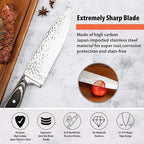 Kitchen Knife Set,15-Piece Knife Set With Block Wooden,Self Sharpening For Chef Knife Set,High Carbon Japan Stainless Steel Hammered Collection Knife Block Set with Steak Knives (Gray)