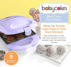 Babycakes Mini Cake Pop Maker by Select Brands - Easy-to-Use Machine - Recipes Included - Non-Stick Coating, Non-Skid Feet & Power Light - Makes 9 Cake Pops