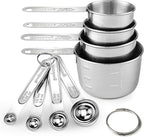 Measuring Cups and Spoons Set (8 Piece), Stainless Steel Measuring，4 Spoons, 4 Cups, Metal Measuring Cups for Cooking & Baking