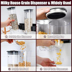2 Pack Cereal Dispensers, Wall Mounted Food Dispenser Large Capacity Candy Dispenser, Double Dry Food Dispensers Wall Mount, Grain Dispenser for Kitchen Storage Oatmeal Snack Coffee Beans Candy, Black