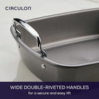 Circulon Nonstick Roasting Pan/Roaster with Rack - 17 Inch x 13 Inch,Gray,(Pack of 3)