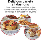 Hamilton Beach Belgian Waffle Maker with PFAS-Free Non-Stick Ceramic-Coated Plates, Browning Control, Indicator Lights, Stainless Steel (26081)