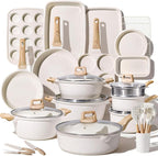 CAROTE 44pcs Pots and Pan Set Nonstick, Cookware Sets, Cooking Set Non Stick, Induction Cook Ware with Bakeware Set, Kitchen Knife Set