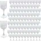 Plastic Wine Glasses, Plastic Goblets Vintage Style Cordial Unbreakable Drinking Glasses, Reusable Drinkware for Wedding Reception, Grand Event Party Supplies (100, Transparent)