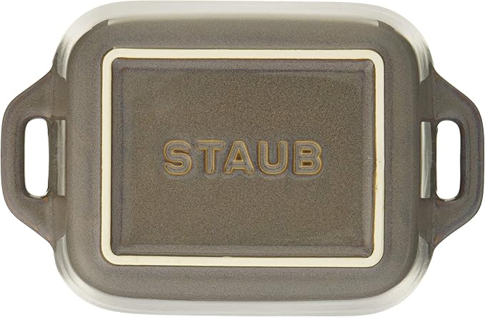 staub Dish 40511-880 Rectangular Dish, Antique Gray, 5.5 x 4.3 inches (14 x 11 cm), Ceramic Au Gratin Dish, Oven Safe and Microwave Safe