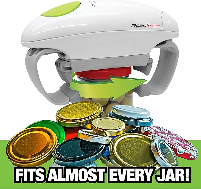 Robotwist Automatic Jar Opener, Deluxe Model with Improved Torque, Robo Twist Kitchen Gadgets for Home, Electric Handsfree Easy Jar Opener – Works on All Jar Sizes, As Seen on TV