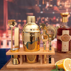 JNWINOG 9Pcs-Cocktail Shaker Set Bartending Kit Cocktail Bar Set Cocktail Mix Drink Making Kit Professional Bar and Home Drink Bar Tools for Bartender (Gold, 9Pcs)