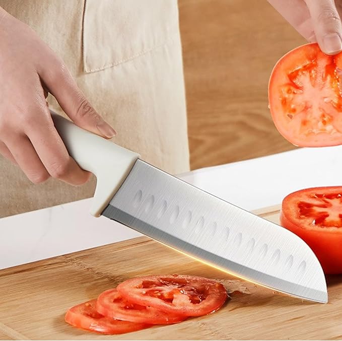Small Knife Block Set, Modern Kitchen Knife Scissors with Universal Round Holder, Home Apartment New Kitchen Essentials, Space Saving, Dishwasher Safe(Black, 5PCS)