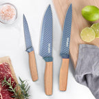 Kitchen Knife Set, Retrosohoo 6-Pieces Blue Sharp Knife Set for Kitchen, Non-stick Non-slip Stainless Steel Chef Knife Set with Universal Knife Block Suitable for Home Restaurant (Dusty Blue)