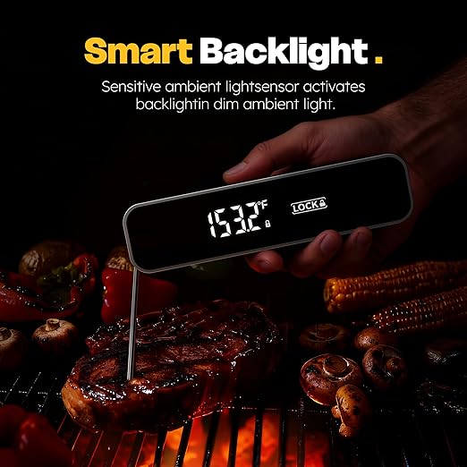 0.3S Professional Instant Read Meat Thermometer – Digital Food Thermometer for Cooking, Grilling, BBQ, Candy, Air Fryer, Griddle – Kitchen Gadget Essentials & Gifts for Him Dad Men Birthday – Grey