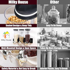2 Pack Cereal Dispensers, Wall Mounted Food Dispenser Large Capacity Candy Dispenser, Double Dry Food Dispensers Wall Mount, Grain Dispenser for Kitchen Storage Oatmeal Snack Coffee Beans Candy, Black