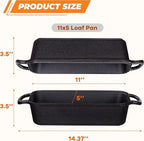 11x5 Inch Cast Iron Loaf Pan, 5.8 Qt Large Dutch Oven Loaf Pan with Lid, Sourdough Bread Baking Pan for Homemade Bread|Meatloaf, Even Heat Distribution & Oven Safe up to 500°F