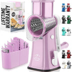 Zulay Kitchen Rotary Cheese Grater 5 Blade Cheese Shredder - Manual Hand Crank Cheese Grater With Reinforced Suction & 5 Interchangeable Drums - Easy to Use, Vegetable Chopper Round Mandoline Slicer