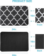 Dish Drying Mat for Kitchen Counter, 16"x24" Dish Drying Pad with Non-slip Rubber Backed, Hide Stain Anti Absorbent for Kitchen Counter, Drying Mat for Coffee Machine Dish Rack (Gray Trellis)