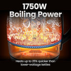 CHEFMAN Lightning High-Powered Electric Kettle, 1.8L 1750W, Rapid Boil 2 Cups in 2 Minutes, BPA Free Cordless Tea Kettle with Digital Temperature Control and 1-Hour Keep Hot – Stainless Steel