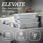 55 Pack - 2.25 LB To Go Aluminum Containers with Lids - Heat Proof Foil Tins for Meal Prep, Take Out, Freezer Meals