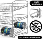 Simple Houseware Stackable Can Rack, Silver, Adjustable Plastic Dividers, Holds 36 Cans