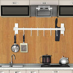 Dseap Pot Rack - Pots and Pans Hanging Rack Rail with 8 Hooks, Double Bars, Pot Hangers for Kitchen, Wall Mounted, White, 2 Packs