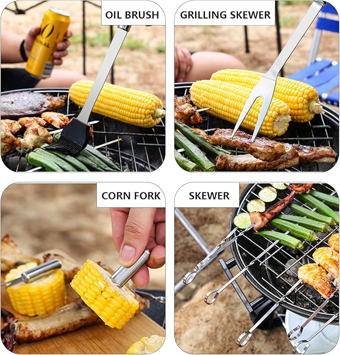BBQ Grill Tools Set, 21-Piece Stainless Steel Grill Utensils with Aluminum Case, Heavy Duty Grilling Accessories, The BBQ Accessories Gift for Father's Day and Christmas
