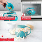 Ecolution Patented Micro-Pop Microwave Popcorn Popper with Temperature Safe Glass,3-in-1 Lid Measures Kernels and Melts Butter,Made Without BPA,Dishwasher Safe,1.5-Quart,Teal,(Pack of 4)