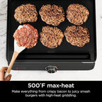 Ninja Sizzle Indoor Griddle, 14’’, Electric Grill, For Eggs, Burgers, Bacon, Pancakes, Veggies, and More, Nonstick, Dishwasher Safe, 500F, Even Cooking, GR100GDL (Renewed)