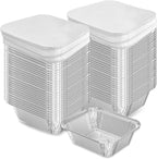 iHomeSet 100 Pack 1 lb Disposable Aluminum Foil Pans Meal Prep Take Out Food Containers with Paper Lids for Catering, Baking, Roasting Food, Freezer Safe