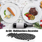 Sumnacon 2 Pack Cast Iron Trivets for Hot Dishes, Pots and Pans - Decorative Pineapple Trivet with Non-Slip Rubber Pegs Rustic Metal Pot Holders for Kitchen Countertop Dining Table Home Decor, Black