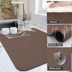 HotLive Dish Drying Mat for Kitchen Counter, Heat Resistant Drainer Mats with Non-slip Rubber Backed, Hide Stain Kitchen Super Absorbent Draining Mat, Easy to Clean Dish Rack Pad, Brown 18"x24"