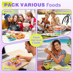 4 Pack Snack Containers Bento Box Adult Lunch Box,Meal Prep Container, Reusable Food Storage lunch Containers Stackable for Work, Travel and Gym (Orange, Green, Purple, Grass Green)