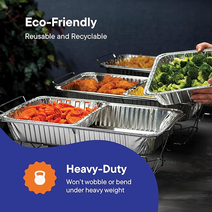 Full Size Large Aluminum Pans, Disposable Foil 21x13 Deep [20-Pack] Steam Table Chafing Pan - Extra Heavy Duty Durable Tray - Great for Roasting, Cooking, Warming, Prepping and Storing Food