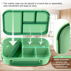 Amathley Lunch Box Kids,Bento Box Adult,Leakproof Lunch Containers for Adults/Kids/Toddler,1200ML-4 Compartments bento Lunch box with Utensil,Microwave & Dishwasher & Freezer Safe (Cyan)