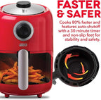 Dash Compact Air Fryer - Healthy Cooking with Auto Shut-Off Feature, Adjustable Temperature Control & Nonstick Fry Basket - Has AirCrisp® Technology - 2 Quart - Red