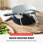 GreenPan x Bobby Flay 2.5QT Nonstick Saucepan with Glass Lid, PFAS-Free Diamond Ceramic, Induction Suitable, Stay-Cool Silicone Handle, Easy Clean Dishwasher & Oven Safe, Chef Pan, Oxford Blue
