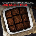 Stock Your Home 8” Square Foil Pans with Lids (50 Pack) - Foil Cake Pans with Covers - Aluminum Baking Pans - Disposable Cake Pans - 8 Inch Square Pans - Disposable & Recyclable Pans with Lids
