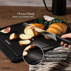 CAROTE Knife Set, 11 Pcs Kitchen Knives with 5 Blade Guards & Non-Slip Cutting Board, Rustproof Stainless Steel 5 Kitchen Knife Set, Plain Black