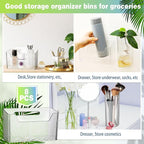 8 Pcs Storage Organizer Bins Wall Mounted Organizer Basket Plastic Cabinet Door Bins Stackable Hanging Baskets for Organizing for Wall Refrigerator Kitchen Bathroom Pantry(3.35'',White)