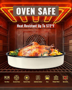 Enamel Round Roasting Pan Set Baking Dish 4-Pack 9/10/12/14 Inch High Temperature Resistance Bakeware for Pizza Chicken, Oven Dishwasher Safe Birthday Mother Day Gift for Wife & Mom Cake Pan