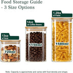 LIBWYS 12-Pack Glass Pantry Storage Containers with Bamboo Lids (0.76Qt/1.22Qt/1.67Qt) - Stackable Square Food Jars for Pantry Organization, Coffee, Flour, Snacks, Tea | Kitchen Canisters Set
