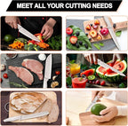 E-far Knife Set with Block, 15 Pieces Kitchen Knife Block Set with Sharpener, High Carbon Stainless Steel Sharp Chef Knife Set with Ergonomic Handles, Anti Rust, Khaki